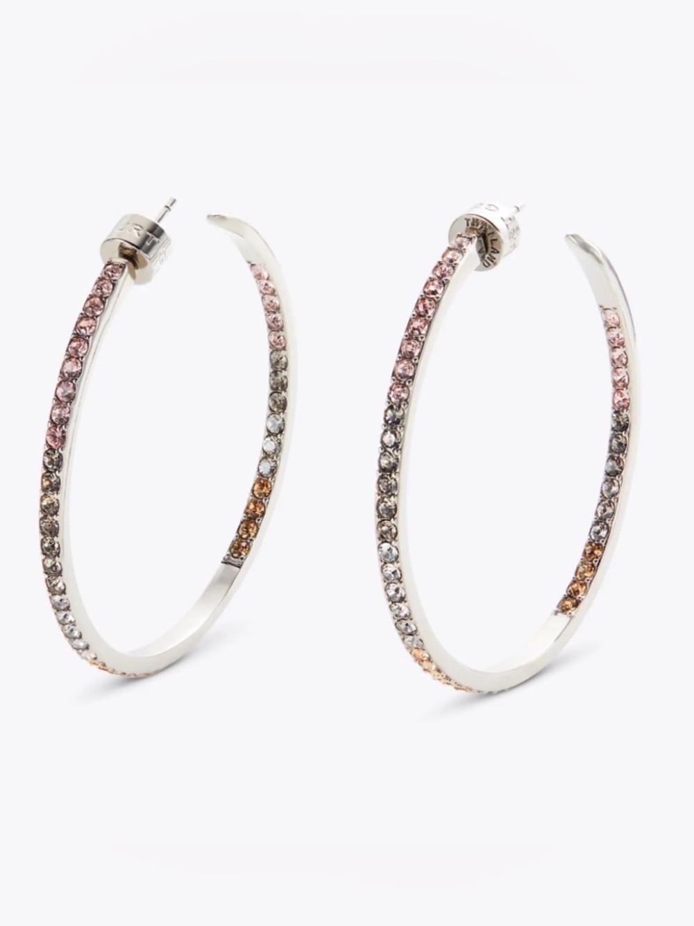Kurt Geiger Big Rainbow 🌈 Ombre Crystal Hoop Earrings W/Dusty🌼New without Tags